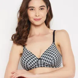 Clovia Black & White Check Full Coverage Non-Wired T-Shirt Bra-image-60
