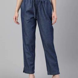 Janasya Blue Mid Rise Pants-image-37