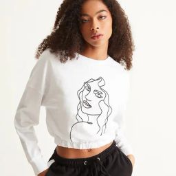 Cover Story White Cotton Printed Crop Sweatshirt-image-74