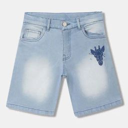 Blue Giraffe Kids Blue Cotton Short-image-29