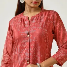 Soch Rust Printed A Line Kurta image 5