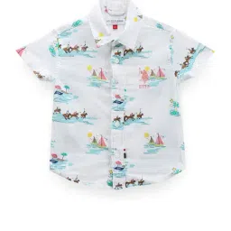 U.S. Polo Assn. Kids White Printed Shirt-picture-32