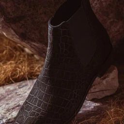 Saint G Diane Black Suede Croco Print Leather Ankle Boots-picture-27