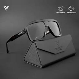 Voyage Black Wraparound Polarised and UV Protected Lens Unisex Sunglasses-image-91