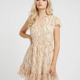 Guess Brown Print Short sleeve Dress-image-71