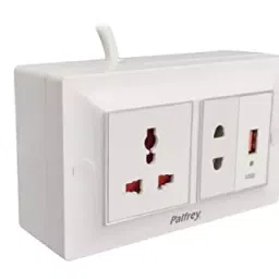 Palfrey Electric Extension Board - 1 Universal Socket + 1 Two Pin Socket + 1 USB Socket with 1.0 mm Heavy Duty 8 Meter Wire-25
