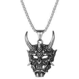 Nitant Men Oni Demon Silver Pendant With Chain-picture-15