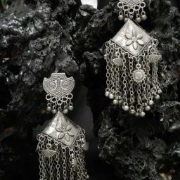 YouBella Silver Plated Oxidized Big Size Jhumki Earrings-13
