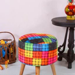 Shadowkart Knotted Ropes Wood Printed Ottoman-image-83