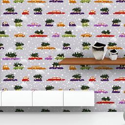 ArtzFolio Printed UV-Resistant Anti-Bacterial Colorful Cars Delivering Christmas Trees Peel & Stick Wallpaper-image-37