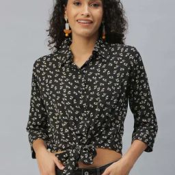 SHOWOFF Black Floral Printed Shirt-image-1