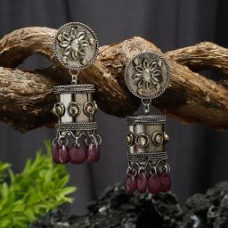 YouBella Silver Plated Oxidized Big Size Jhumki Earrings-5
