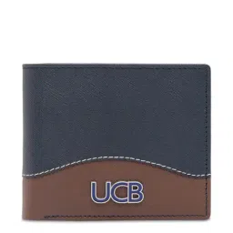 United Colors of Benetton Broward Navy & Tan Casual Leather Bi-Fold Wallet For Men-picture-1