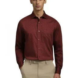 Louis Philippe Maroon Cotton Regular Fit Printed Shirt-image-42