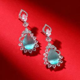 Priyaasi Green American Diamond-Studded Contemporary Drop Earring-15