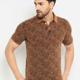 Club York Brown Regular Fit Printed Polo T-Shirt-image-14