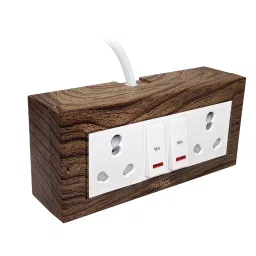 Palfrey Wooden Texture Electric Extension Board - 16A + 16A with Two 16A Switch with LED Indicator and Heavy Duty 10 Meter Wire (Wooden Texture)-4