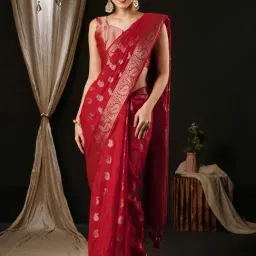 Saree Mall Red Woven Saree With Unstitched Blouse-image-53