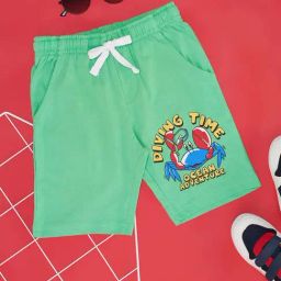 Pantaloons Junior Kids Aqua Green Cotton Printed Shorts-image-87