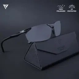 Voyage Black Wraparound Polarised and UV Protected Lens Unisex Sunglasses-image-92