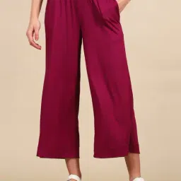 Elleven from Aurelia Women's Deep Purple Smoked High Waisted Flared Pants-picture-35