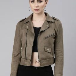 SHOWOFF Olive Suede Regular Fit Tailored Jacket-37