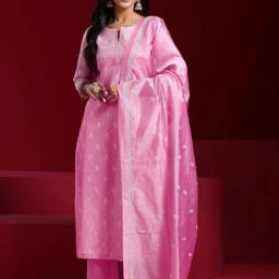 Libas Art Pink Embroidered Kurta Pant Set With Dupatta-image-57