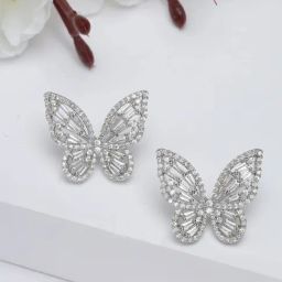 YouBella Silver Plated Zircon AD Studded Butterfly Stud Earrings-image-55