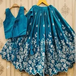 Tiny Traditions Blue Silk Lehenga Choli-picture-26