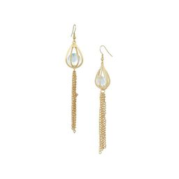 MEMOIR Gold-Plated Contemporary Tasselled Hoop Earrings-image-60