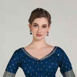 HERE&NOW Aari Work Half Sleeve Saree Blouse-image-8