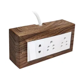 Palfrey Wooden Texture Electric Extension Board - 5A + 5A + 1 Universal Two Pin Socket with Master Switch and Heavy Duty 10 Meter Wire (Wooden Texture)-17