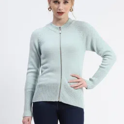 MADAME Mint Green Regular Fit Sweater-image-46