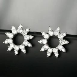 SHEER by Priyaasi Silver Floral Stud Earring-88