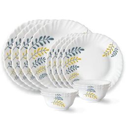 Larah by Borosil Flora White Opalware 12 Pieces Dinner Set-image-28