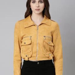 SHOWOFF Mustard Suede Regular Fit Tailored Jacket-28