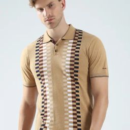 Monte Carlo Brown Cotton Regular Fit Printed Polo T-Shirt-image-58