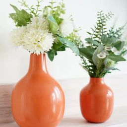 BEHOMA Home Collection Orange Metal Flower Vase - Set of 2-42