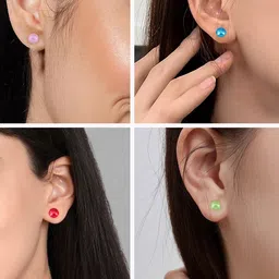 PRIVIU Set of 12 Faux-Pearls Circular Studs image 4