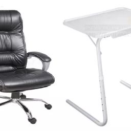 Stolica Height Adjustable Home/Office foldable Computer Desk with High Back Leatherette Executive Chair in Black work from home setup-17