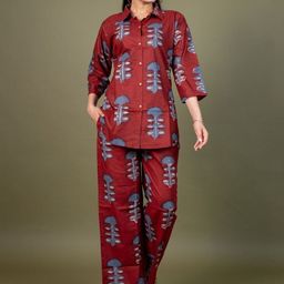 EKISHA Printed Pure Cotton Shirt With Trousers Co-Ords-image-13