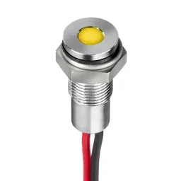 RS PRO Yellow Panel Mount Indicator 21.6-26.4V DC, Mounting Hole Size 6 mm, Termination Type Lead Wires, IP Rating IP67, Model No 1713788-16