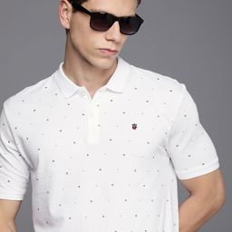 Louis Philippe Jeans Printed Polo Collar Pure Cotton Slim Fit T-shirt-image-11