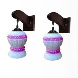 Somil Premium Designer Glass Wall / Night Lamp Elegant & Stylish Dcor Accent for Modern Interiors, Color- Pink, White, Size:- 20 X 25 X 24 CM-image-83