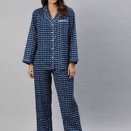 Chandbaali Women Geometric Pure Cotton Printed Night suit-image-48