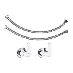 Aquieen style SS 304 600 mm SS Silver With Angle Valve Chrome Finish SS Connection Set of 2 image 2