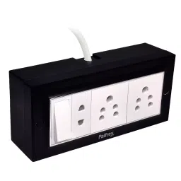 Palfrey Black Electric Extension Board - 5A + 5A + 1 Universal Two Pin Socket with Master Switch and Heavy Duty 2 Meter Wire (Black Color)-39