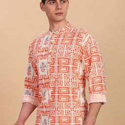 Anouk Ethnic Motifs Printed Band Collar Pure Cotton Short Kurta-image-70