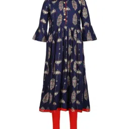 Aarika Kids Navy & Red Cotton Printed Kurti & Leggings Set-picture-32
