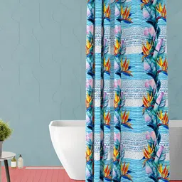 ArtzFolio White & Blue Printed Waterproof Shower Curtain-image-58